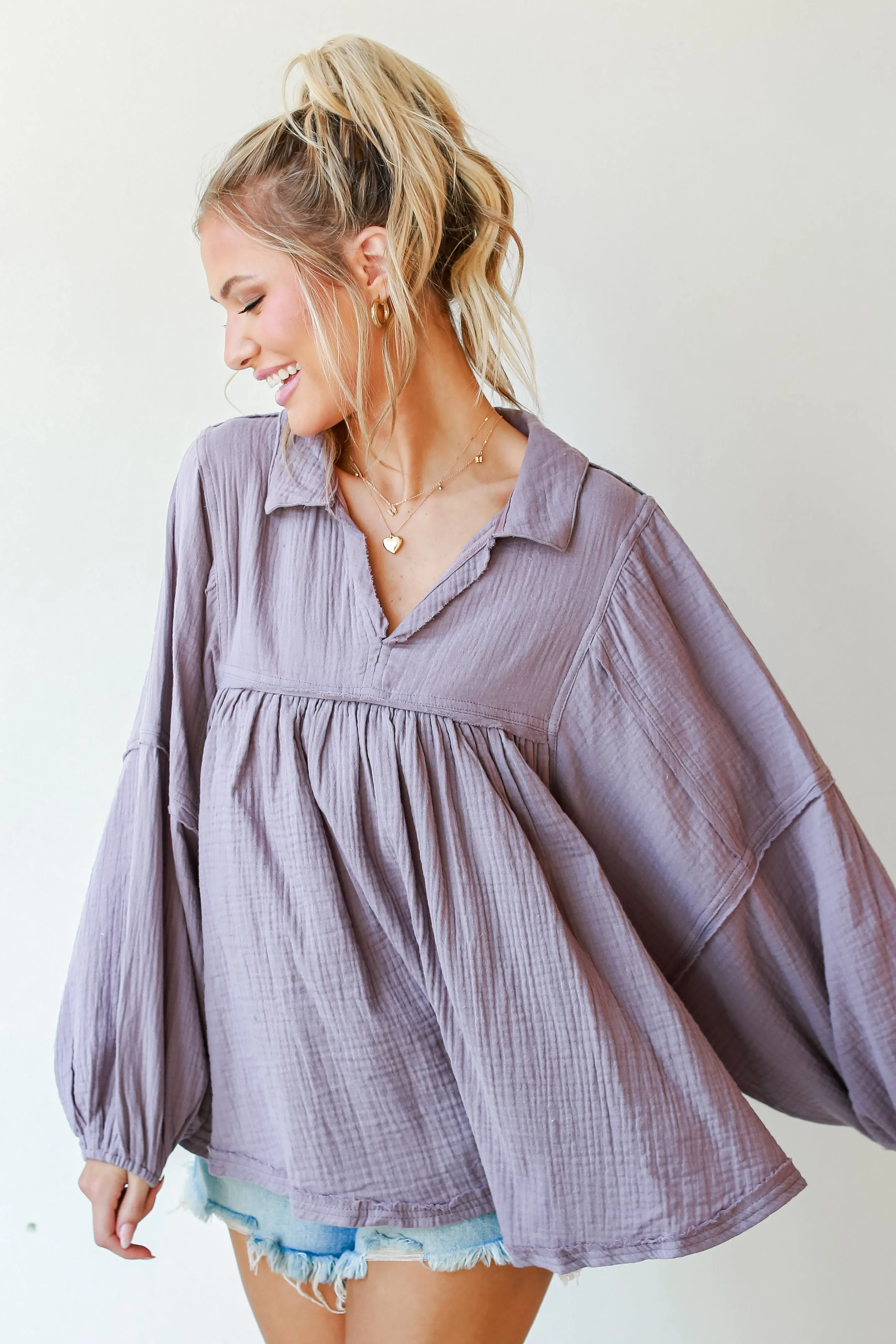 Total Bliss Linen Babydoll Blouse