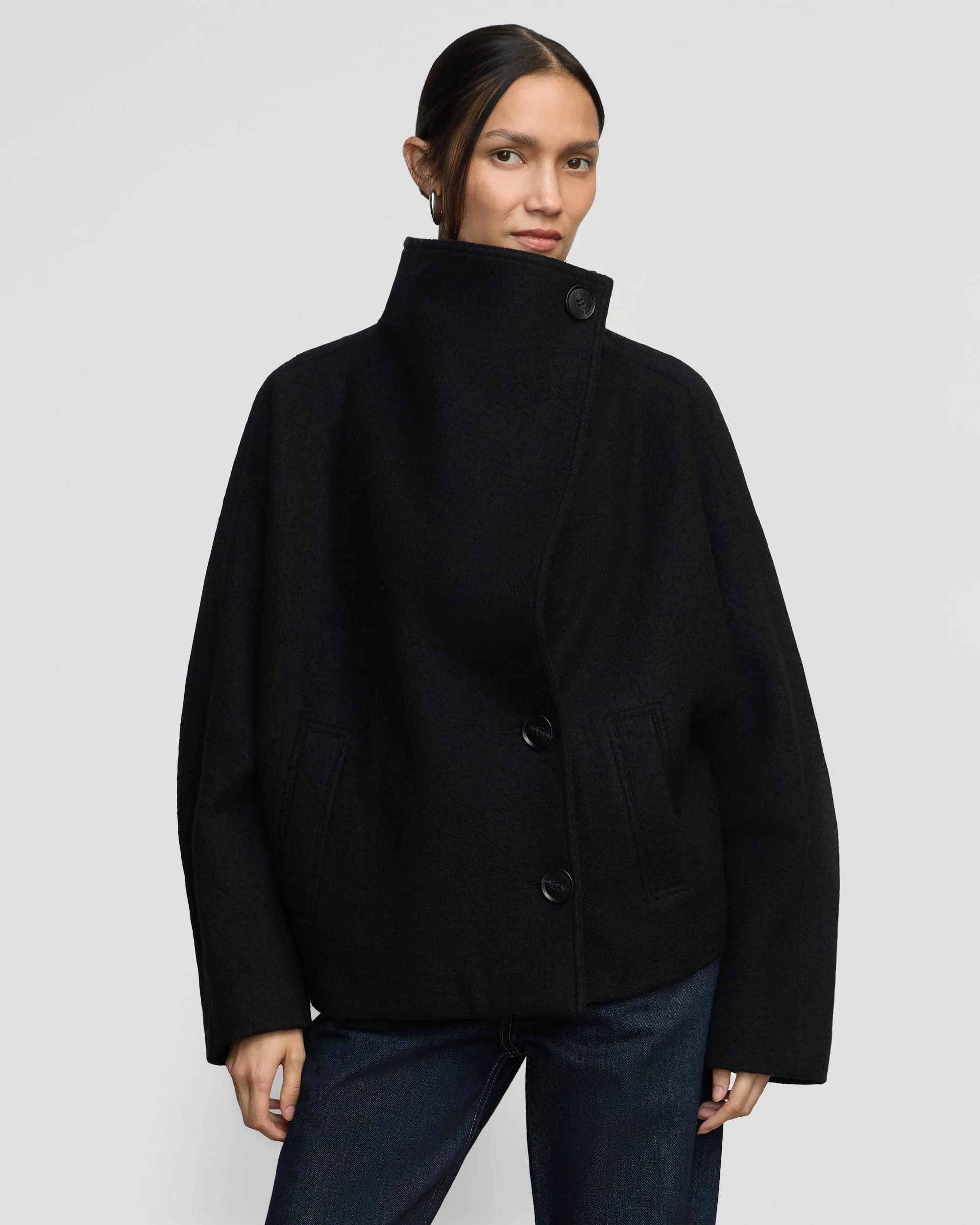 Vashti Wool-Blend Collared Peacoat