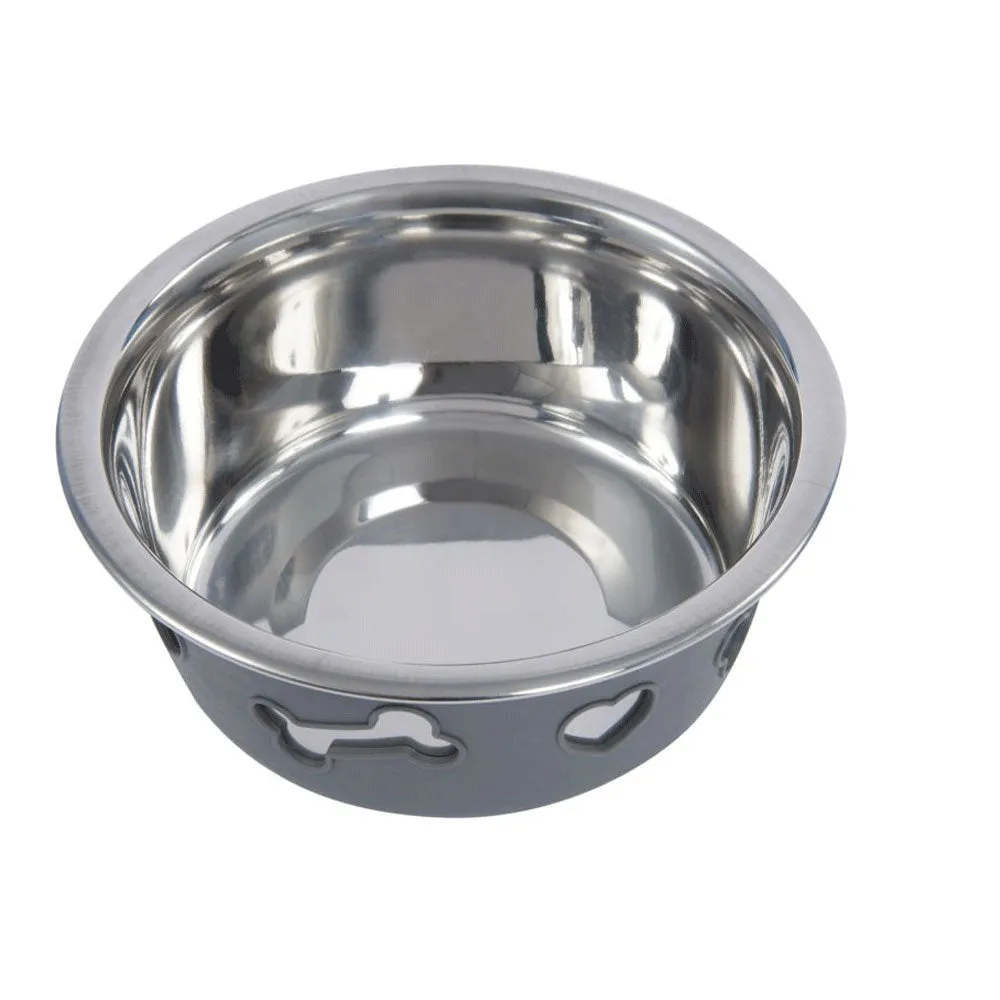 Weatherbeeta Non-Slip Stainless Steel Silicone Bone Dog Bowl