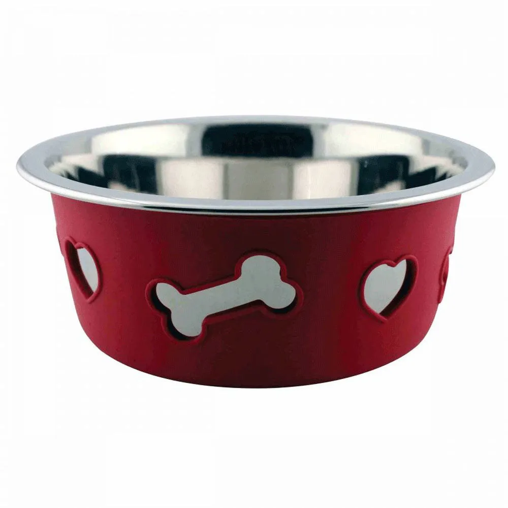 Weatherbeeta Non-Slip Stainless Steel Silicone Bone Dog Bowl