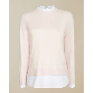 Women Lleana-Scallop Neck Detail Jumper - Baby-Pink