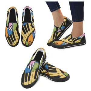 Women's Abstract Piano Pop Art Print Canvas Slip-on Shoes