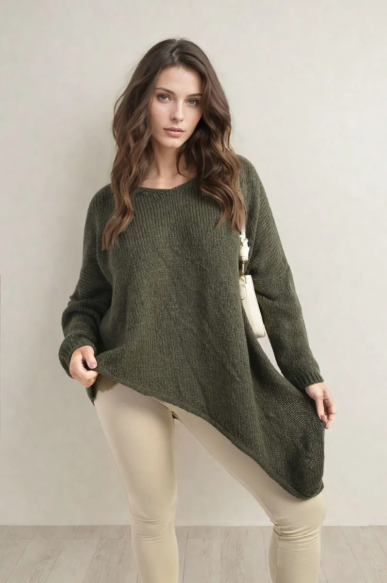 Women's Asymmetric Oversized Knitted Jumper