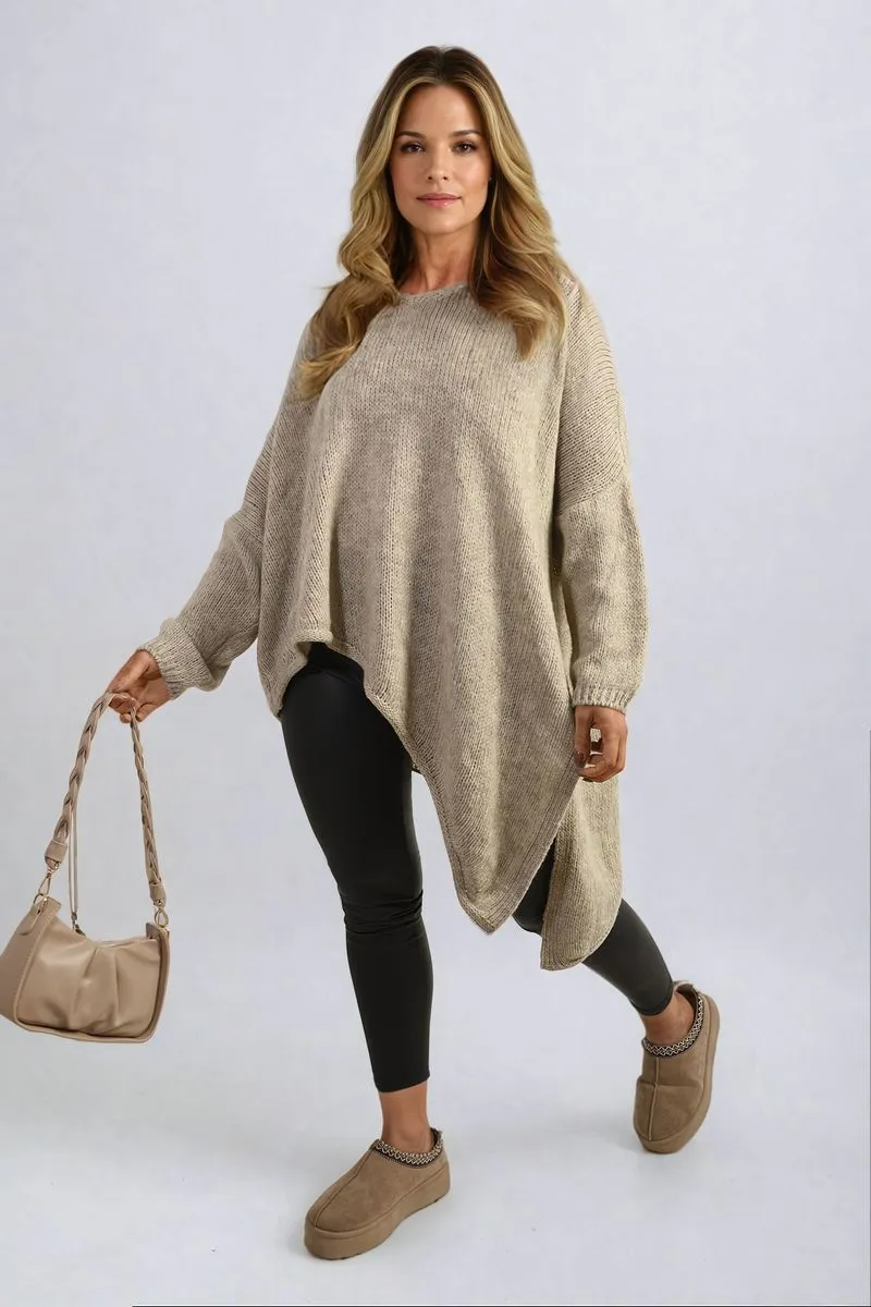 Women's Asymmetric Oversized Knitted Jumper