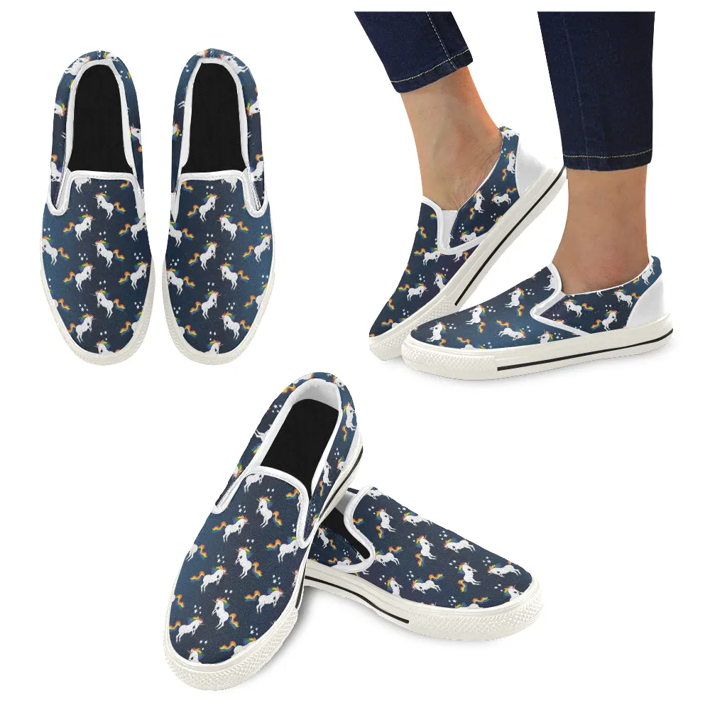 Women's Big Size Unicorn Casual Print Canvas Slip-on Shoes