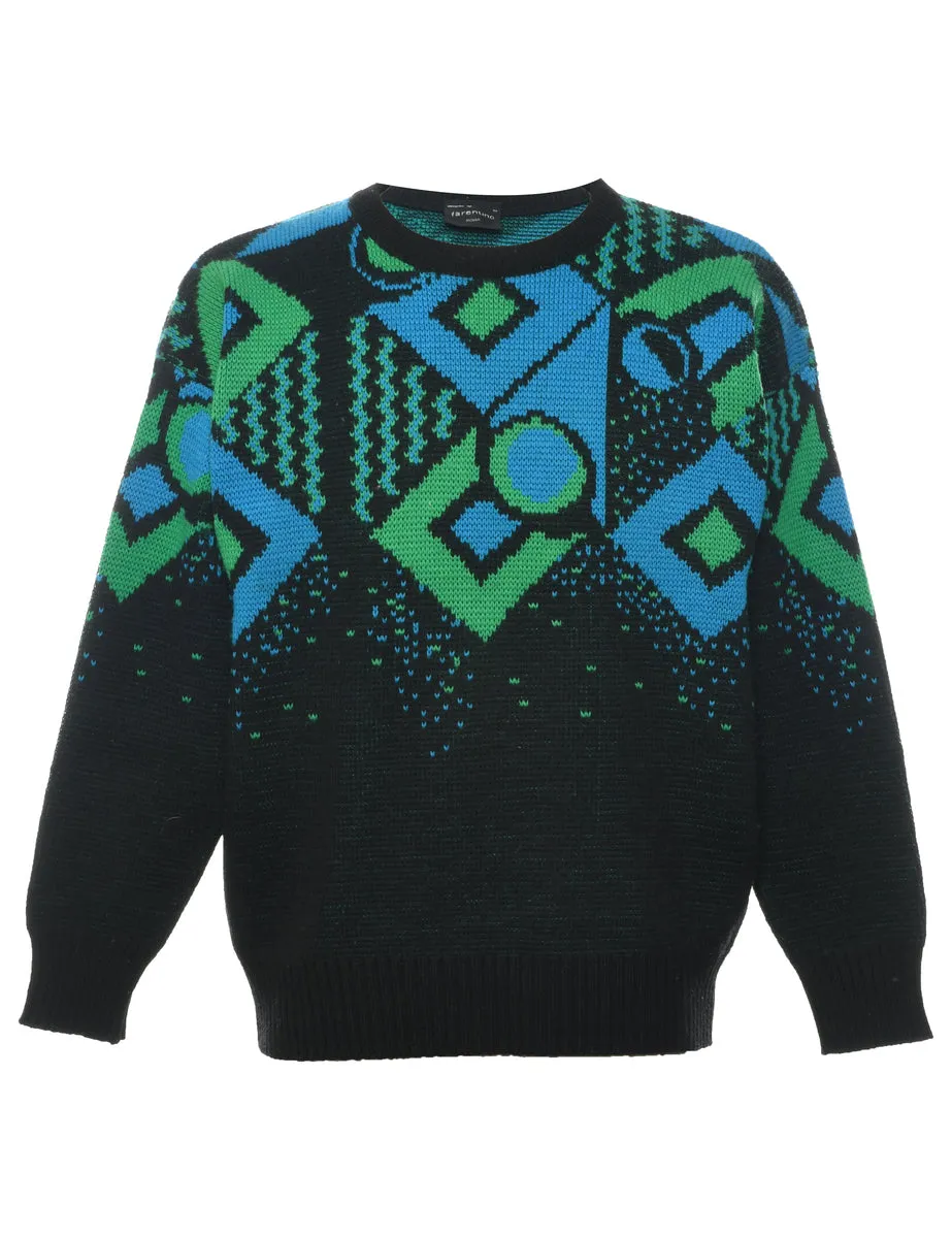 Wool Geometric Pattern Jumper - M